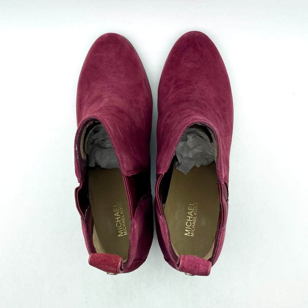 MICHAEL KORS Womens Evaline Booties Size 8.5M Mulberry Red Suede Heeled NWOB - Picture 9 of 14